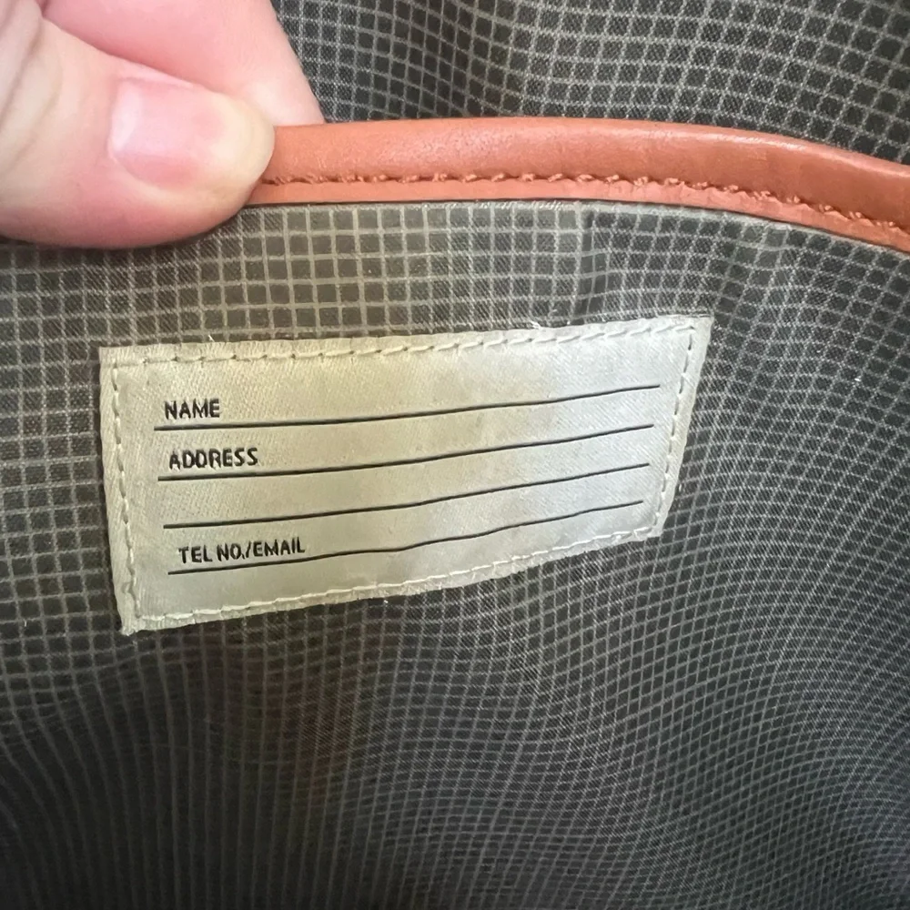 JACK SPADE Tan Solid Leather Briefcase Bag
